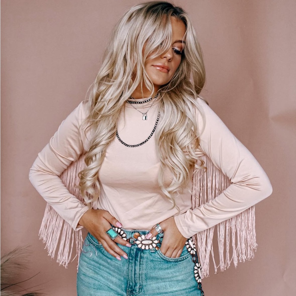 White and Black Fitted Embellished Long Sleeve Blouse